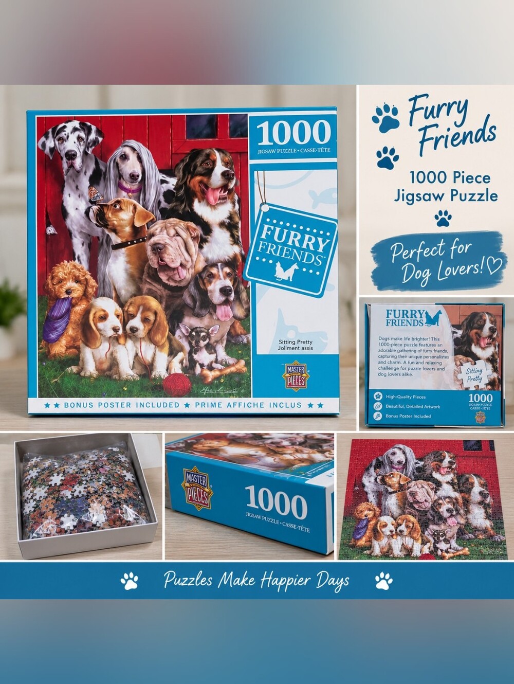 New master pieces 1000 peice furry friends dog puzzle #27
